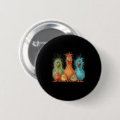 Retro Eagerlys farbenfrohe Hähnchenkunst für Männe Button (Vorne & Hinten)