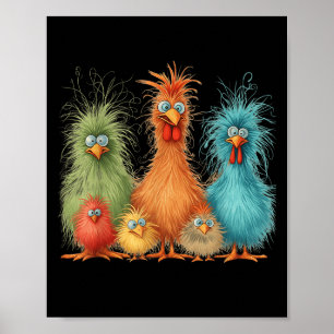 Retro Eagerlys farbenfrohe Hähnchenkunst für Männe Poster