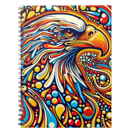 Retro Eagle Pulse – psychedelische Farb-Kunst Notizblock (Vorderseite)
