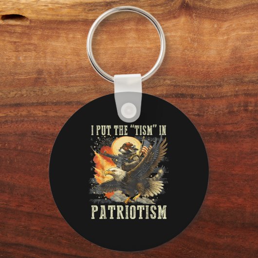 Retro Eagle Raccoon Usa Flag die "Taufe" in Pat Schlüsselanhänger (Vorderseite)