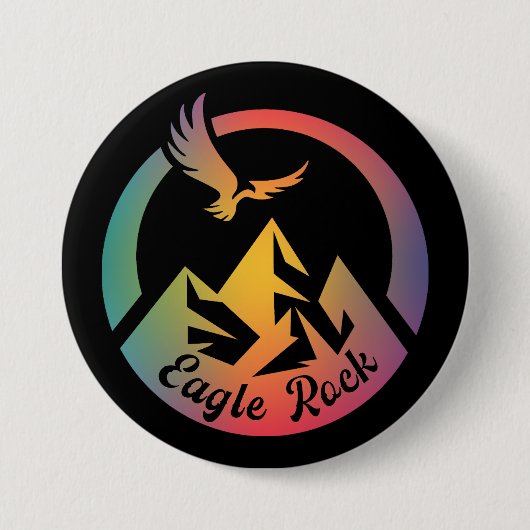 Retro Eagle Rock Wanderung Sonnenuntergang Button (Vorderseite)