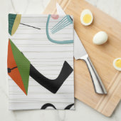 Retro Eames-Ära atomarinspiriertes Handtuch (Viertel Falte)