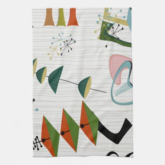 Retro Eames-Ära atomarinspiriertes Handtuch (Vertikal)