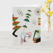 Retro Eames-Ära atomarinspiriertes Karte (Gelbe Blume)