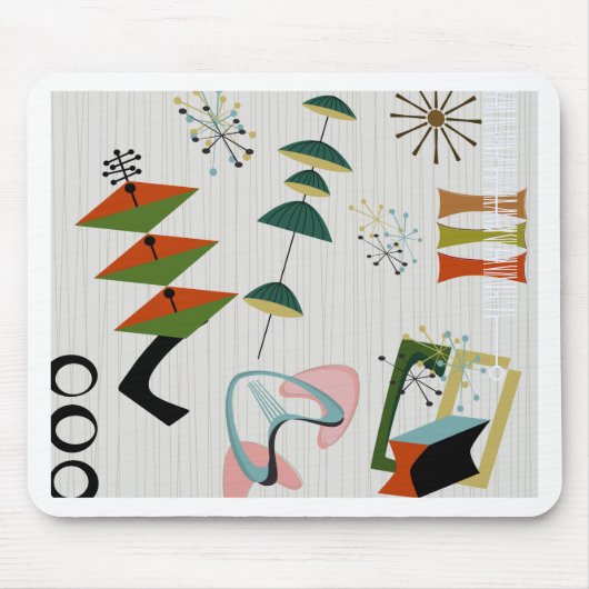 Retro Eames-Ära atomarinspiriertes Mousepad (Vorne)