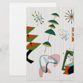 Retro Eames-Era Atomic Inspiriert Briefpapier (Vorne/Hinten)