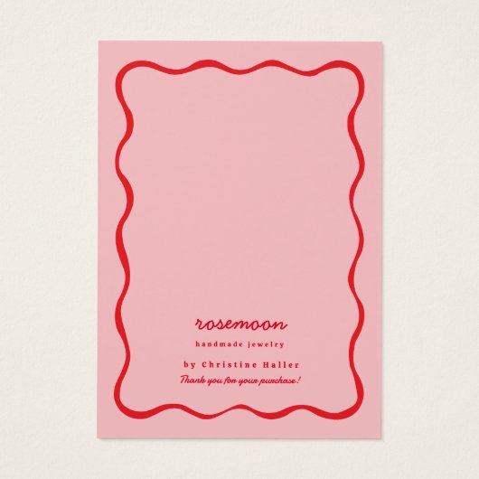 Retro Earring Display Card Red Squiggle (Rückseite)