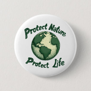 Retro Earth Day - Natur schützen, Leben schützen Button