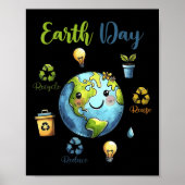 Retro Earth Day Reduced Reuse Recycle _1 Poster (Vorne)