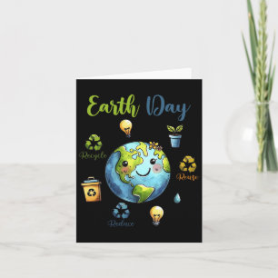 Retro Earth Day Reduziere Wiederverwende Recycle  Karte