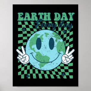 Retro Earth Day Rett Planet Trendy Women Teacher K Poster