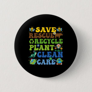 Retro Earth Day Rettend Bienen Rescue Animals Recy Button