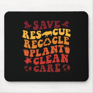 Retro Earth Day Rettend Bienen Rescue Animals Recy Mousepad