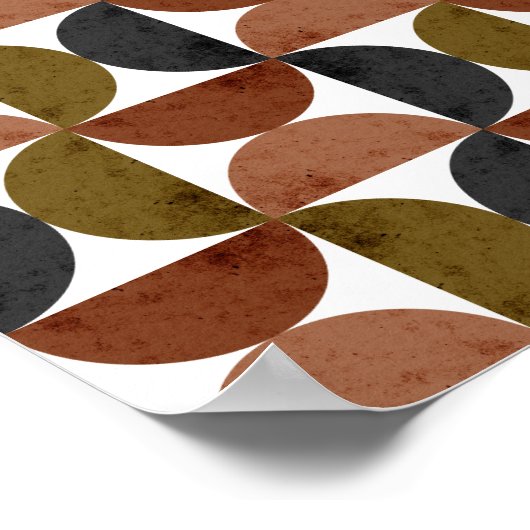 Retro Earth Tone Geometric Half-Moon Poster (Ecke)