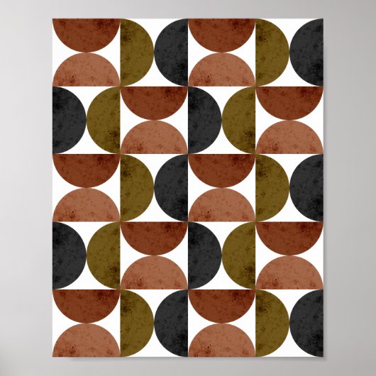 Retro Earth Tone Geometric Half-Moon Poster (Vorne)
