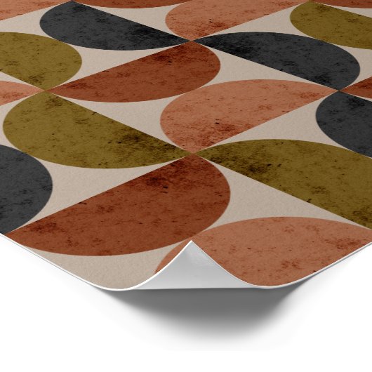 Retro Earth Tone Geometric Half-Moon Poster (Ecke)