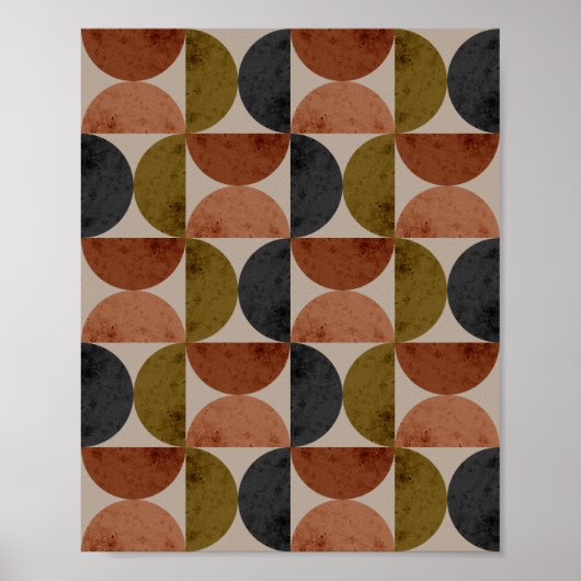 Retro Earth Tone Geometric Half-Moon Poster (Vorne)