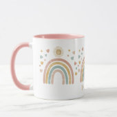 Retro Earthy Colors Rainbow & Sun Name Tasse (Links)