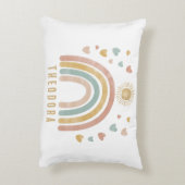 Retro Earthy Colors Watercolor Rainbow and Sun Dekokissen (Rückseite(Vertikal))