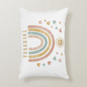 Retro Earthy Colors Watercolor Rainbow and Sun Dekokissen (Vorderseite(Vertikal))