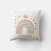 Retro Earthy Colors Watercolor Rainbow and Sun Kissen (Rückseite)