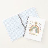 Retro Earthy Colors Watercolor Rainbow and Sun Notizblock (Innenseite)