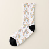 Retro Earthy Colors Watercolor Rainbow Sun Pattern Socken (Links - Außen)