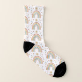 Retro Earthy Colors Watercolor Rainbow Sun Pattern Socken (Links - Innen)