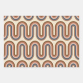 Retro Earthy Wavy Lines in Brown Geschenkpapier Set (Vorderseite 3)