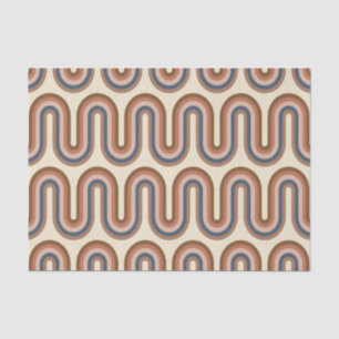 Retro Earthy Wavy Lines in Brown   Seidenpapier
