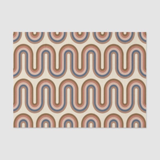 Retro Earthy Wavy Lines in Brown   Seidenpapier (Vorderseite)