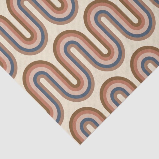 Retro Earthy Wavy Lines in Brown Seidenpapier (Ausschnitt)