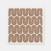 Retro Earthy Wavy Lines in Brown Serviette (Vorderseite)