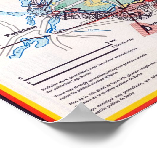 Retro East/West Berlin Map Poster (Ecke)