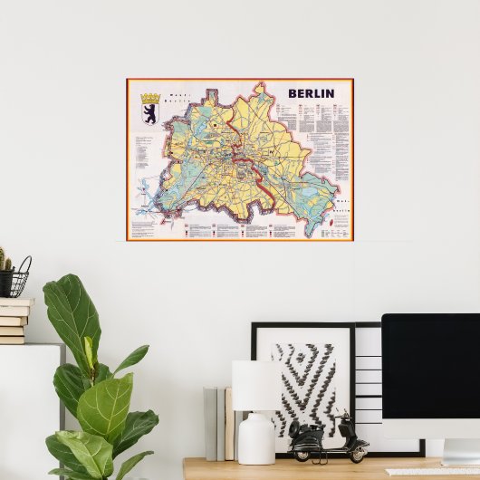 Retro East/West Berlin Map Poster (Heimbüro)