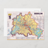 Retro East/West Berlin Map Poster Postkarte (Vorne/Hinten)