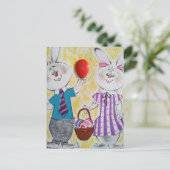 Retro Easter Bunnies Postkarte (Stehend Vorderseite)