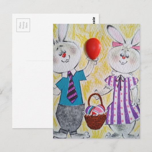 Retro Easter Bunnies Postkarte (Vorne/Hinten)