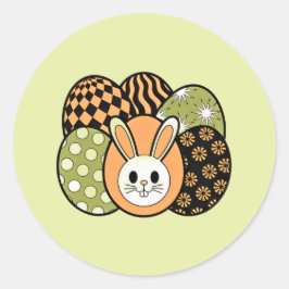 Retro Easter Bunny Egg Round Sticker