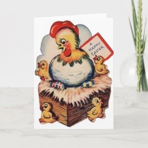 Retro Easter Chicken Greeting Card Feiertagskarte