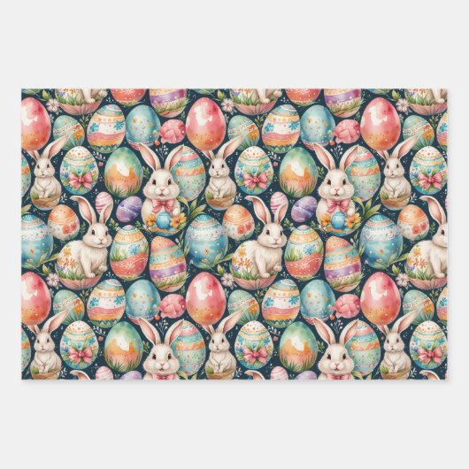 Retro Easter seamless pattern. Watercolor Geschenkpapier Set (Vorderseite 3)