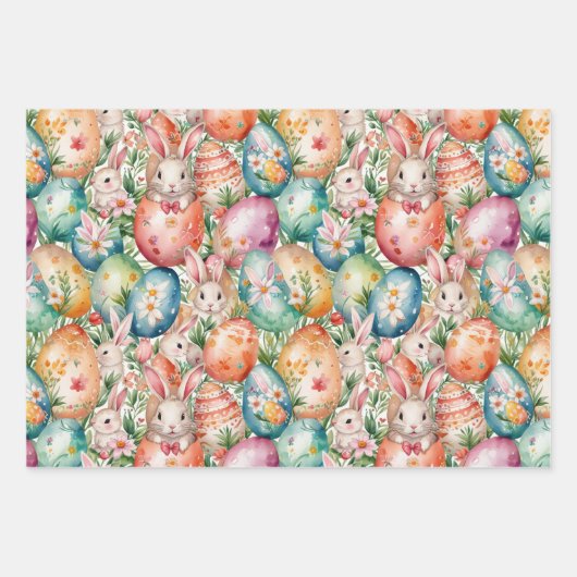 Retro Easter seamless pattern. Watercolor Geschenkpapier Set (Vorderseite 2)