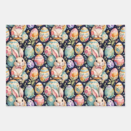 Retro Easter seamless pattern. Watercolor Geschenkpapier Set (Vorderseite)