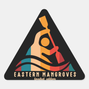 Retro Eastern Mangroves Kayaking Dreieckiger Aufkleber