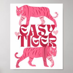 Retro Easy Tiger Boho Tattoo Style Valentinstag Poster