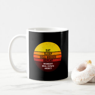 Retro Eat Sleep Repeat Immobilien Kaffeetasse