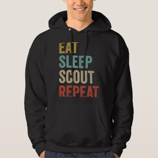 Retro Eat Sleep Scout Boy Scouting Leader Hoodie (Vorderseite)