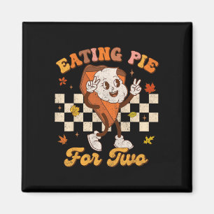 Retro Eating Pumpkin Pie für zwei Erntedank Preg Magnet