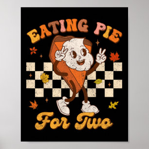 Retro Eating Pumpkin Pie für zwei Erntedank Preg Poster