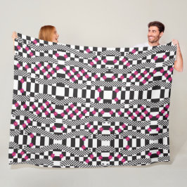 Retro-eckerboard-Design Fleecedecke